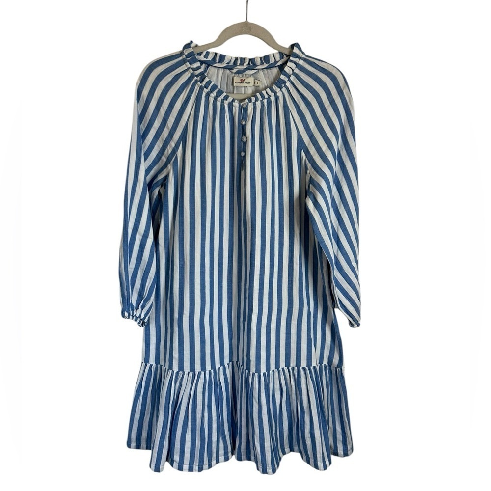 Vineyard Vines Blue White Striped Double Gauze Nautical Dress 100% Cotton Small